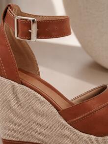 Women's High Heel Wedge Platform Sandal Various Colors Party - 駝色 - 查看 3