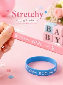 60pcs Gender Reveal Silicone Bracelets, Blue And Pink Boy Girl Team Wristbands, Gender Reveal Party Decoration - View 4