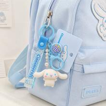 MINISO Sanrio Cinnamoroll 藍色亮片掛繩鑰匙圈，可愛角色迷你公仔包飾吊飾，附 Cinnamoroll 吊牌與藍色夾扣鉤，後背包錢包配件，返校禮物 - 樣式 1 - 查看 2