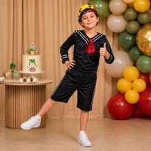 Disfraz Kiko Niño Marinero Vecindad Del Chavo Del 8 Fiesta, Cumpleaños - Marrón Mocha - Ver 2