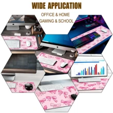 Pink Bowknot Desk Pad Mouse Pad Large Cute Girly Style Laptop & Gaming Keyboard Mouse Pad Non-Slip Stitched Edge Desktop Mat Office Desk Accessory Aesthetic Office & School Desk Decor 31.5 * 15.7 Inches - 847-bow Tie - View 11