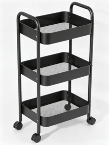 1pc Pullable Three-Tier Floor Storage Trolley, Bedroom Cosmetic Organizer, Multi-Layer Gap Storage Cart For Kitchen. - Multicolor - View 12
