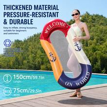 Adult Inflatable Pool Float Bed With Headrest, Pool Floating Lounge Chair Raft, Water Floating Chair, Suitable For Swimming Pool, Lake, Beach, Pool Party Adult Water Toy - 彩色 - 查看 3