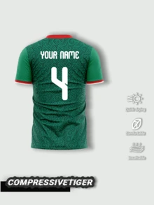 Green Virgin Mary Statue Mexican Custom Soccer Jersey, Personalized Name And Number Printing, Fabric, Men's Custom Training Sports Wear Summer - Dark Green - View 2
