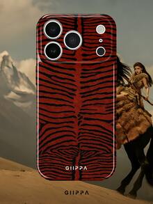 GIIPPA 1件 米色與黑色底色搭配紅色不規則斑馬紋設計，Phone 17 Pro Max 手機殼，相容於 Phone 16 Pro Max、15 Pro Max、14 Pro Max，韓系高端時尚趣味手機殼，相容於 11/12/13/14/15/16 Pro Max Plus，優雅設計適合男女使用，送給女友的聖誕節、情人節、復活節、婚禮季與生日完美禮物！ - 黑色 - 查看 7