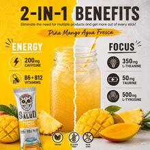 Salud 2-In-1 Energy Drink Powder + Focus, Pineapple Mango, Organic Caffeine, B6 + B12, Theanine, Clean Energy Drink Packets, Agua Fresca Mix, Non-GMO, Gluten Free, Vegan, 1g Of Sugar, (15 Servings) - Pineapple Mango - 查看 2