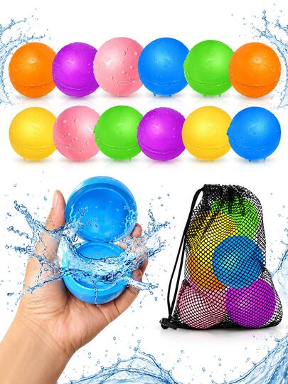 12 Reusable Water Balloons, Quick-Fill Silicone Balls, Self-Sealing Water Bombs, Suitable For Summer Parties, Pool Parties, Outdoor Beach, Backyard Parties