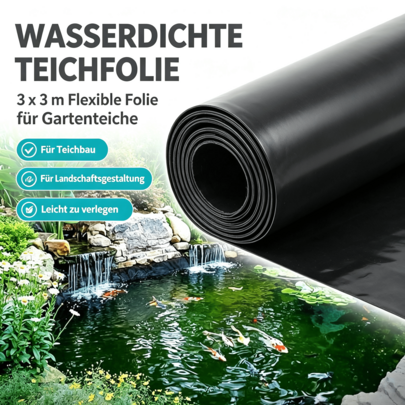 Telo impermeabile per laghetto 3x3 m, flessibile e a tenuta stagna, ideale per laghetti da giardino e aree verdi.