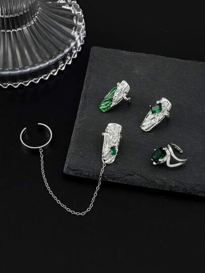 1 Set Vintage Mysterious Bohemian Delicate Personalized Exquisite Design Luxurious Fingertip Ring Set