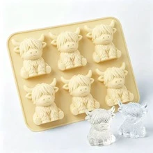 Highland Cow Silicone Ice Mold 3D Cute Cow Shape Ice Tray For Whiskey Cocktails Baking Easter Holiday Decor - 彩色 - 查看 20