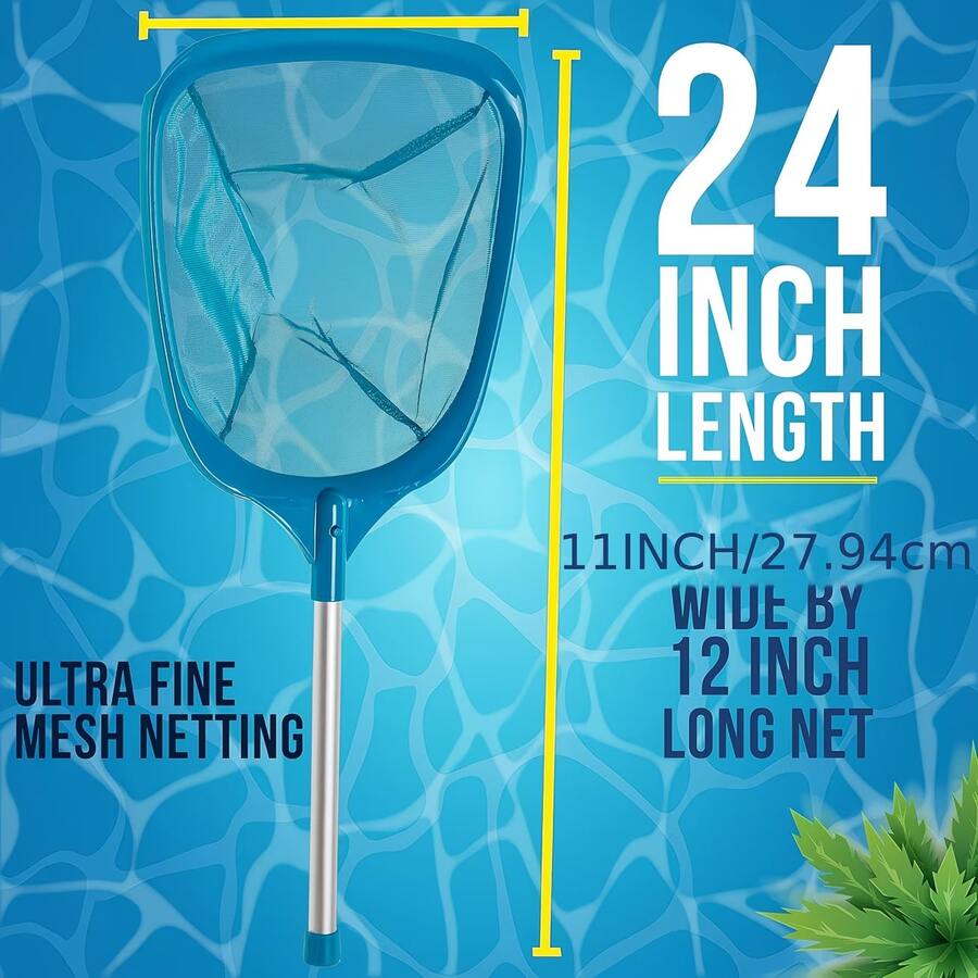 專業手持深層落葉撈網,配 33.02cm 鋁製桿,細網深籃可撈取小碎片,適用於水療池、熱水浴缸、游泳池、池塘及兒童充氣泳池 - A - 查看 1