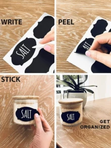 Chalkboard Label Stickers - 1pc/6pcs/12pcs Reusable Waterproof Labels, Various Shapes, Suitable For Kitchen, Spice Jars, Jam Labels, Etc., 6*4 Cm - View 9