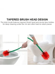 1pc Cherry Toilet Brush Set With Base And Long Handle, Coarse Bristles For Deep Cleaning, Rust-Proof And Leak-Proof Base, Bathroom Toilet Cleaning Brush - Multicolor - View 4