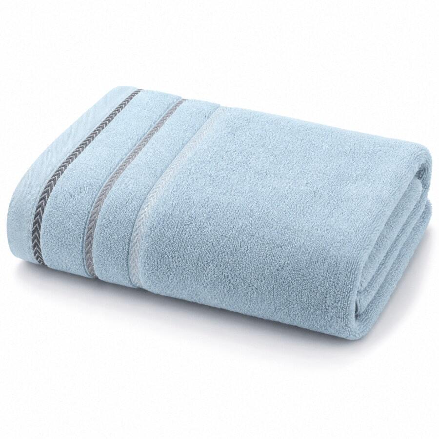 Luxury Cotton Towel And Bath Towel Set - Soft, Absorbent, Multi-Color Striped Collection For Bathroom Essentials - Blue - View 1