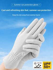 2pcs Ice Silk Fingerless Sunscreen Gloves In Black/Pink/Grey Silver/Lilac. UV-Proof, Non-Slip And Lightweight For Driving And Outdoor Activities. - Multicolor - View 3