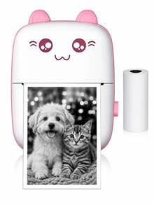 OBOVAY 1pc Cute Cat Design Mini Thermal Printer - 1200mAh Lithium-Ion Battery, Portable Pocket Photo And Label Maker, USB Charging, Inkless Printing, Includes USB Cable And Inkless Kit, Suitable For Travel, Journaling, Home Organization - Multicolor - View 13