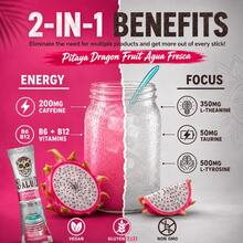 Salud 2-In-1 Energy Drink Powder + Focus, Dragon Fruit, Organic Caffeine, B6 + B12, Theanine, Clean Energy Drink Packets, Pitaya Agua Fresca Mix, Non-GMO, Gluten Free, Vegan, 1g Of Sugar, (15 Servings) - 火龍果 - 查看 4