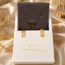 1PC Romantic Rose Gold LOVE Letter Necklace With Black Enamel & Heart, Korean Ins Style Jewelry Gift For Women Valentine's Day - Gold - View 2