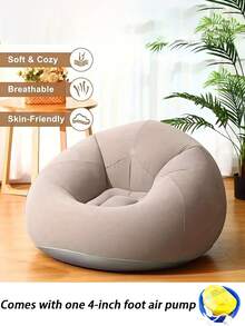 1 pieza Silla inflable portátil para ocio al aire libre, silla de bolsa de frijoles esférica suave y cómoda, PVC transpirable, sofá inflable moderno, ligero, compacto y plegable para sala de estar, balcón, camping - Multicolor - Ver 21