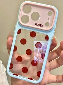 可愛極簡粉色波點糖果色手機殼，適用於 iPhone 17 Pro Max 17 Pro 17 16 Pro Max 16 Pro 16 15 Pro Max 15 Pro 15 14 Pro Max 14 Pro 14，可愛亮面果凍色防摔背蓋 - 藍棕色 - 查看 2
