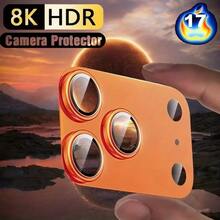 2 Buah Pelindung Lensa Armor Pola CD Kompatibel Dengan Apple 17PRO/17PROMAX, Film Lensa Armor Terintegrasi Dengan Cincin Logam Cakupan Penuh, Kaca Lensa Paduan Apple, Armor Pola CD, Minimalis, Niche Fashion Premium, Film Lensa Armor Warna Asli. - Perak - View 2