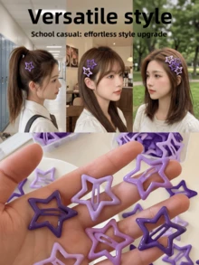 【Y2K女孩必備】多件裝星星髮夾！可選100/50/20/10件，紫色星星髮夾設計時尚，輕鬆打造甜美中性髮型，外出必備時尚髮飾套組 - C - 查看 2