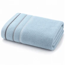 Luxury Cotton Towel And Bath Towel Set - Soft, Absorbent, Multi-Color Striped Collection For Bathroom Essentials - Blue - View 3