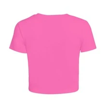 Women'S Slim-Fit Crop Top T-Shirt,Retro Street Style Short Sleeve With Edgy Gothic Lettering Print, Round Neck, Spring/Summer Fashion Statement Piece - 玫紅色 - 查看 4