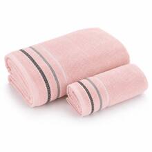Luxury Cotton Towel And Bath Towel Set - Soft, Absorbent, Multi-Color Striped Collection For Bathroom Essentials - Pink - View 5