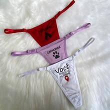 Kit 2 Calcinhas Fio Dental Plus Size Frases Sensuais Sensual Regulável Confortável 46,48,50,52 - Vermelho - Visão 5