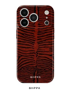 GIIPPA 1件 米色與黑色底色搭配紅色不規則斑馬紋設計，Phone 17 Pro Max 手機殼，相容於 Phone 16 Pro Max、15 Pro Max、14 Pro Max，韓系高端時尚趣味手機殼，相容於 11/12/13/14/15/16 Pro Max Plus，優雅設計適合男女使用，送給女友的聖誕節、情人節、復活節、婚禮季與生日完美禮物！ - 黑色 - 查看 1