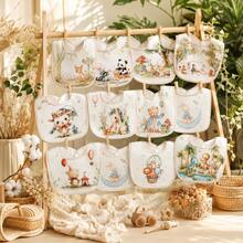 3pcs Cartoon U-Shaped Bibs Cotton Cartoon Animal Print Drool Bibs Baby Bibs - Multicolor - View 2