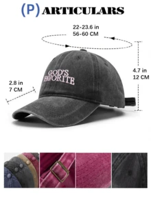 1pc Washed Baseball Cap, Printed With GOD'S FAVORITE, Vintage Dad Hat, Unisex Y2K Street Style Sun Hat, Suitable For Summer Travel And Daily Wear, Men's And Women's Hats Same Style, Suitable For All Seasons Spring Summer Autumn Winter, Perfect Gift For Valentine's Day, Bachelor Party, Father's Day, Mother's Day, Teacher's Day, Back To School, Halloween, Bride, Student, Teacher - A - View 3