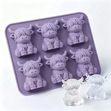 Highland Cow Silicone Ice Mold 3D Cute Cow Shape Ice Tray For Whiskey Cocktails Baking Easter Holiday Decor - 彩色 - 查看 15