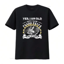 Vintage Stil JA ICH BIN ALT ABER HAB FRANK ZAPPA AUF DER BÜHNE GESEHEN T-Shirt Vintage Gewaschen Bequeme Designer Kleidung Herren Leicht - Schwarz - Übersicht 1