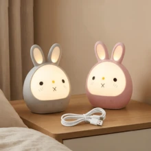 1pc Rechargeable Bunny Night Light, Cute Rabbit Dimmable LED Bedside Lamp With 3 Color Modes, Stepless Dimming, Touch & Button Control, Cordless Portable Soft Glow Table Lamp For Bedroom, Dorm, Desk & Room Decor - Multicolor - View 1
