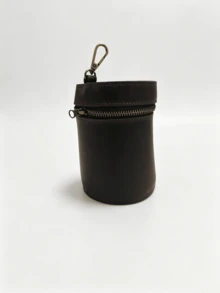 Handcrafted Genuine Leather Coin Bank, Made Of Top Grain Cowhide, Fits In Car Cup Holder, Can Be Used As Coin Purse, Coin Storage Box, Wallet Or Zipper Pouch, Full Grain Leather, Coffee Brown, Unique - Multicolor - View 10
