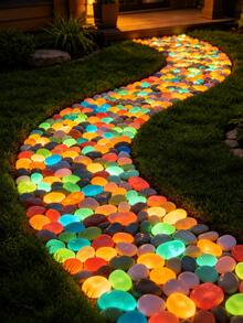 300pcs Experience Magical Large-Sized Glow-In-The-Dark Pebbles – Perfect For Aquariums, Wedding Venues, And Gardens (38-Piece Set) | Create A Starry-Sky Indoor Ambiance Or Romantic Outdoor Nighttime Glow; Suitable For All Seasons. - Multicolor - View 6