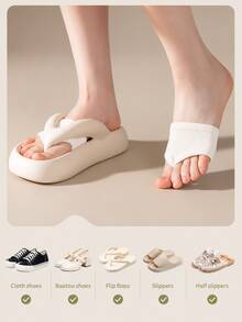 1 Pasang Kaos Kaki Polos dengan Ujung Terbuka dan Terpisah, Kaos Kaki Wanita Anti Selip dan Menyerap Keringat untuk Sandal Jepit, Melindungi dari Gesekan Tumit Tinggi, Bantalan Kaki Depan yang Bernapas - MultiWarna - View 7