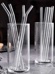 GASUDIN 6pcs Reusable Glass Straws, Includes 2 Cleaning Brushes, 8mm X 7.87 Inch Heat-Resistant Borosilicate Glass Drinking Straws, Suitable For Milkshakes, Tea, Juice, Parties And Gatherings, Transparent/Multicolor - View 11