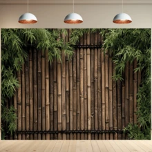 1pc Retro Bamboo Forest Bamboo Wall Landscape Theme Banner, Polyester Material, Suitable For Chinese-Style Theme Parties, Tea Room Decoration, Friend Gatherings, Ancient-Style Photo Shoots, Birthdays, Indoor/Outdoor Decoration, Universal Theme. - A - View 5