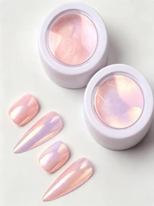 2pcs Y2K Aurora Magic Mirror Pink Holographic Color-Changing Glitter Powder, Effect For Nail Art Decoration And Nail Design, Suitable For Beginners And Home Salon Nail DIY Decoration - Multicolor - View 6