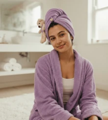 1 Microfiber Turban-Style Hair Towel For Quick-Drying Hair - Purple - View 3