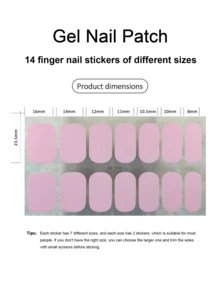 Coral Pink No-Bake Gel Nail Sticker Nail Oil Film Waterproof Nail Sticker Sticker Solid Color Green Onion Powder Jump Color Gradient Full Sticker - 淺粉色 - 查看 3