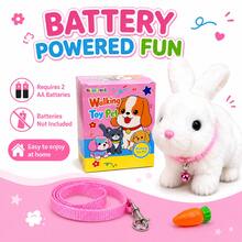TOYSporael Walking Plush Bunny Toy With Leash & Carrot, Interactive Stuffed Rabbit Pet Toy, Baby Toys, Toys For Girls, Toddler Toys, Plush Animal, Battery Operated Bunny, Easter Basket Stuffers, Birthday Christmas Gift - White - View 3