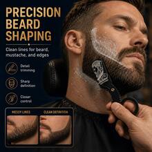 Men's Professional Straight Razor, Barber's Standard Straight Blade Razor Set, Close Shaving - Beard Trimmer, Finger Razor, Includes 10 Razor Blades - Safety Tazor + Blade - View 2