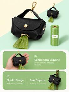 1pc Multifunctional Pet Dog Waste Bag Dispenser With Hook, Leather Dog Poop Bags, Portable Pet Cleaning Trash Bags, Pet Travel Waste Storage Bag, Dog And Cat Pet Supplies, Outdoor Pet Supplies. Suitable For Use During Dog Walking, Can Be Paired With Leash Or Harness. - Multicolor - View 7