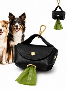 1pc Multifunctional Pet Dog Waste Bag Dispenser With Hook, Leather Dog Poop Bags, Portable Pet Cleaning Trash Bags, Pet Travel Waste Storage Bag, Dog And Cat Pet Supplies, Outdoor Pet Supplies. Suitable For Use During Dog Walking, Can Be Paired With Leash Or Harness. - Multicolor - View 3