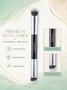 ENERGY Premium Single 2-In-1 Makeup Tool - Dual-Ended Precision Brush For Concealing, Detail Blending, And Spot Setting - Black Handle - Black - View 5