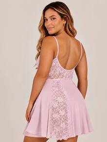 Camisola Sexy Feminina Luxo Rendada Sem Bojo Alças Reguláveis Delicada e Confortável - Romance - Visão 3